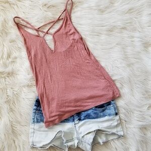 Blush color cotton strappy tank express xs‎